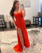 Royal Blue Beaded High Slit Mermaid Prom Dress SYP104 by vivymakudress