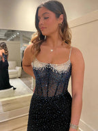 Oriole | Spaghetti Straps Beaded Mermaid Prom Dress with Slit by KissProm