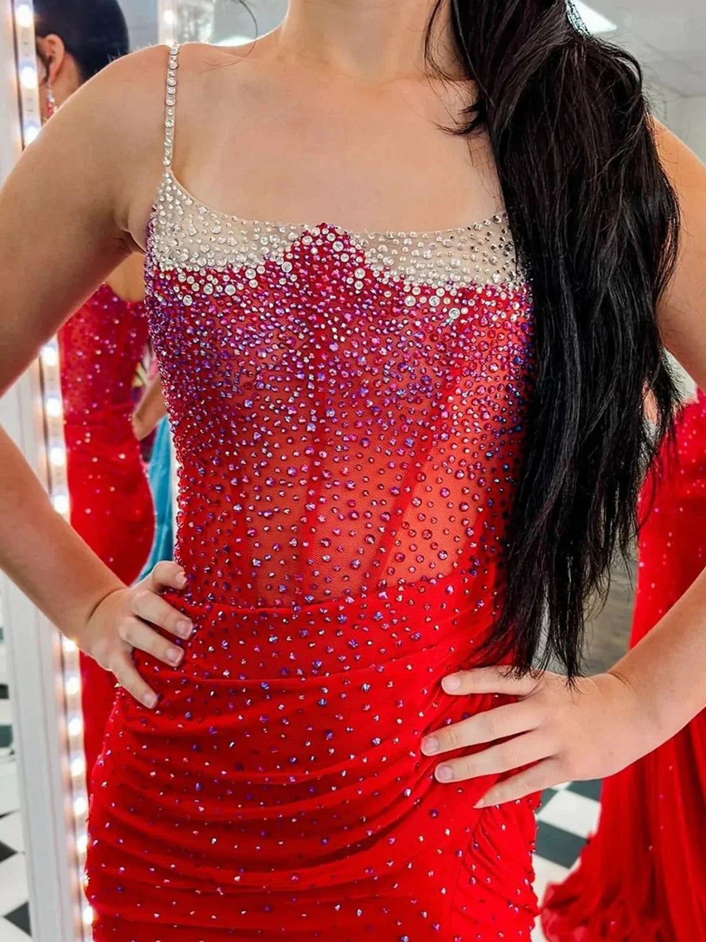 Oriole | Spaghetti Straps Beaded Mermaid Prom Dress with Slit by KissProm