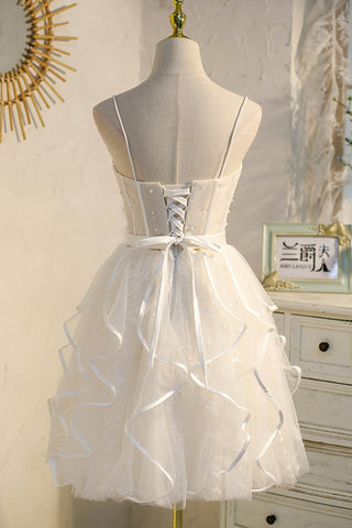 A-Linie Spaghettiträger Tüll Kurzes Homecoming-Kleid