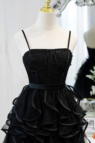 A-Linie Spaghettiträger Tüll Kurzes Homecoming-Kleid