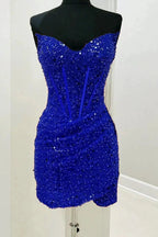 Bodycon Sweetheart Red Sequins Corset Homecoming Dress by KissProm