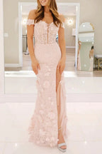 Paradis | Off The Shoulder Floral Lace Long Prom Dress With Split by KissProm