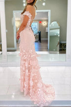 Paradis | Off The Shoulder Floral Lace Long Prom Dress With Split by KissProm