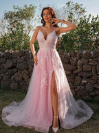 Tulle Applique Spring Prom Dress SYP19 by vivymakudress
