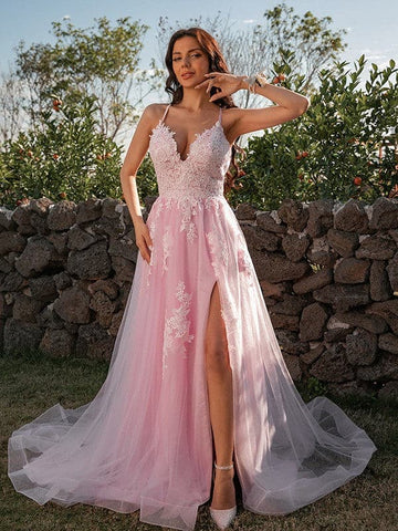Vestido de fiesta de primavera con apliques de tul SYP19