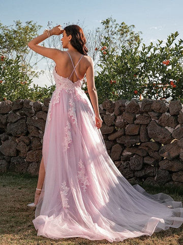 Vestido de fiesta de primavera con apliques de tul SYP19