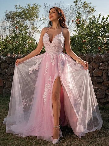 Vestido de fiesta de primavera con apliques de tul SYP19