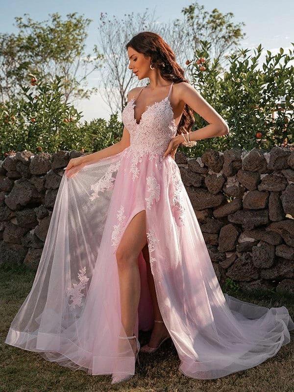 Tulle Applique Spring Prom Dress SYP19 by vivymakudress