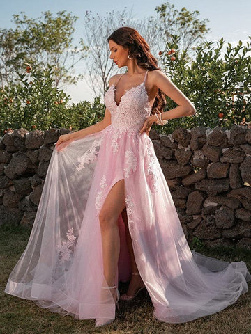 Vestido de fiesta de primavera con apliques de tul SYP19