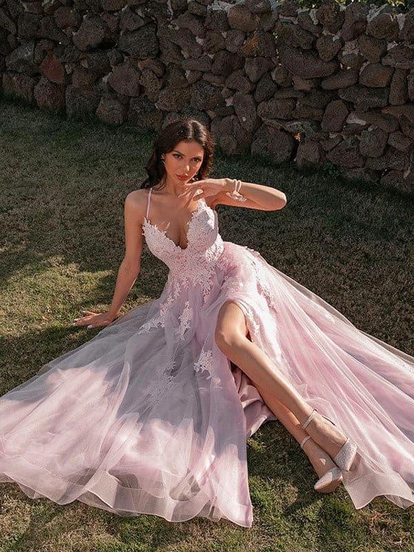 Tulle Applique Spring Prom Dress SYP19 by vivymakudress