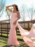 Satin Ruched One-Shoulder Prom Dresses SYP160 by vivymakudress