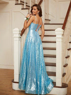 Sequin Prom Dress Long Sparkly Evening Gown SYP27 by vivymakudress