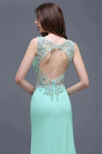 Pearls Sheath Straps Floor-Length Mint Green Prom Dresses by misshow.com