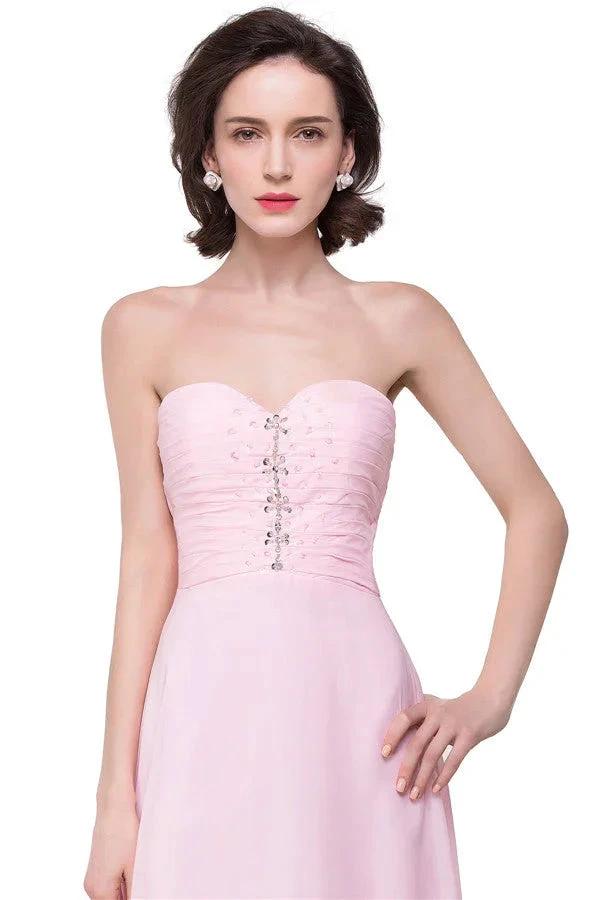 Pink A-line Hi-Lo Sweetheart Ruffle Chiffon Bridesmaid Dresses by misshow.com