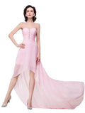Pink A-line Hi-Lo Sweetheart Ruffle Chiffon Bridesmaid Dresses by misshow.com