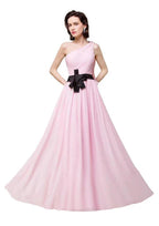 Pink A-line One-shoulder Ruffle Chiffon Bridesmaid Dresses by misshow.com