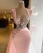 Pink Elegant Long Mermaid Prom Dresses With Glitter by misshow.com
