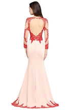Pink Mermaid Scoop Sweep Train Pretty Evening Dresses with Lace by misshow.com