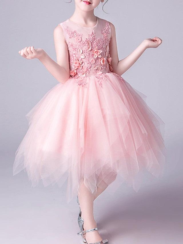 Pink Short A-Line Tulle Jewel Neck Pageant Flower Girl Dresses - photo 3