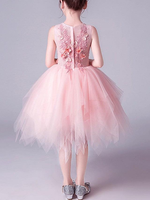 Pink Short A-Line Tulle Jewel Neck Pageant Flower Girl Dresses - photo 4
