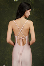 Pink Spaghetti Straps Sleeveless Mermaid Satin Prom Dresses