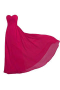 Pink Strapless Long Bridesmaid Dresses Chiffon Wedding Prom Gown BD009 by pgmdress