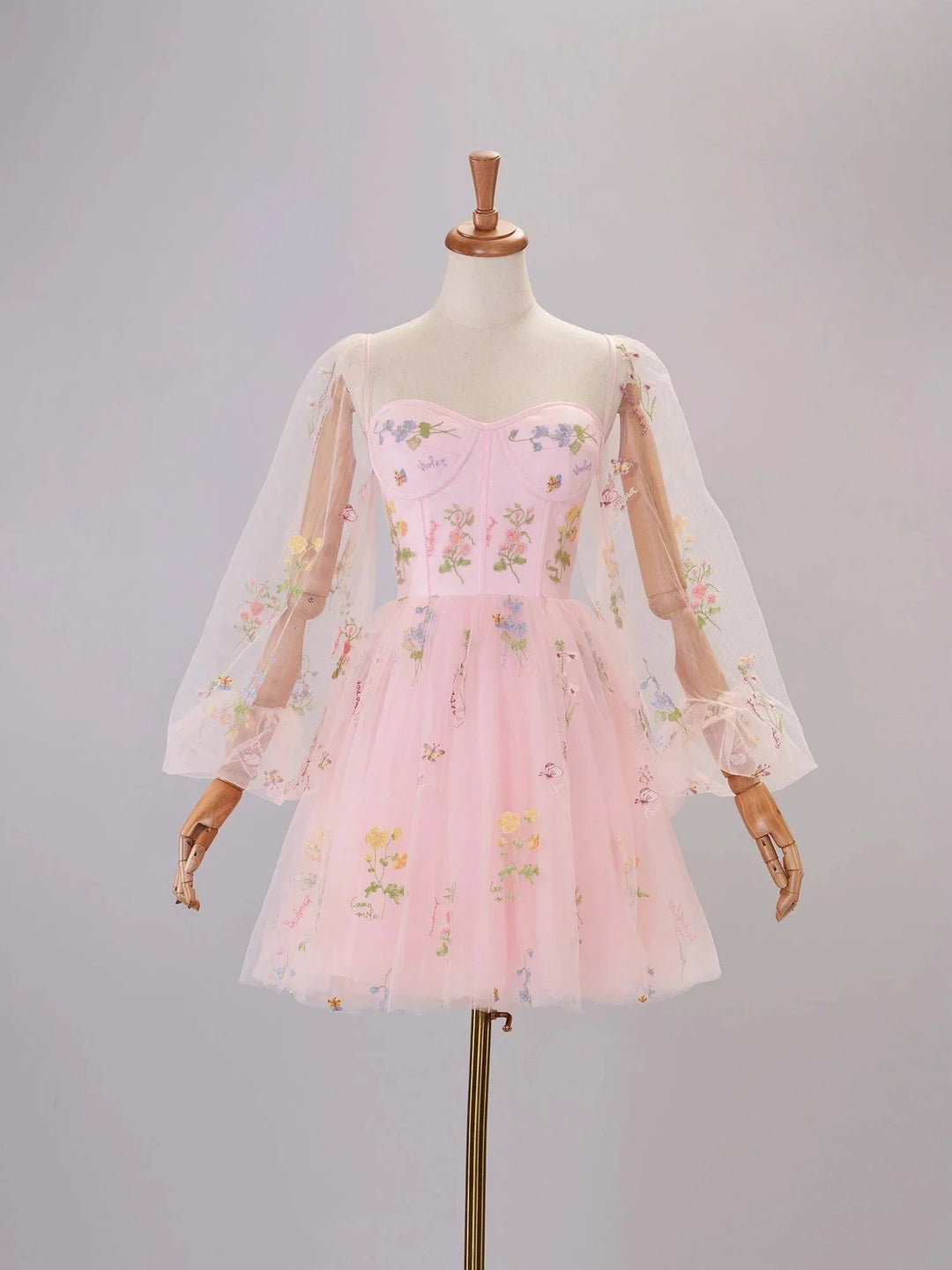 Sweetheart Embroidery Short-Length Tulle Puff Sleeves Cocktail Dress by KissProm