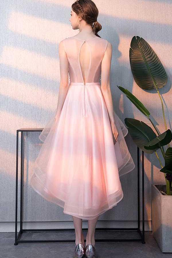 Pink Tulle Sequin Short Prom Dress Pink Homecoming Dress  PD238 Main Image