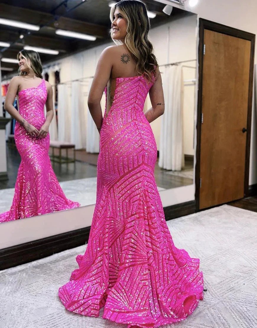 Yaretzi |Mermaid Unique One Shoulder Sequins Prom Dress by KissProm