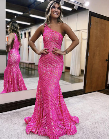 Yaretzi |Meerjungfrau Einzigartiges One-Shoulder-Ballkleid mit Pailletten