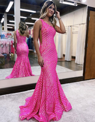 Yaretzi |Meerjungfrau Einzigartiges One-Shoulder-Ballkleid mit Pailletten