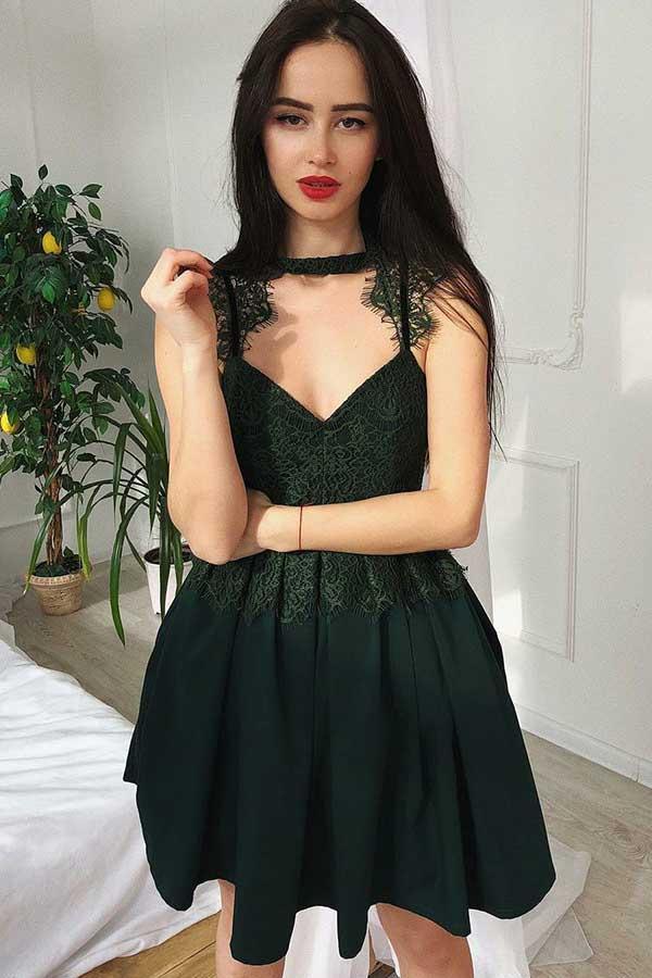 Vestido de Baile de Regresso a Casa Azul-Marinho com Pregas e Recortes em Renda PD075