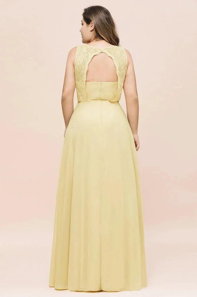 Plus Size Floral A-line Bridesmaid Dress Sleeveless Evening Maxi Dress for Girls Women by misshow.com