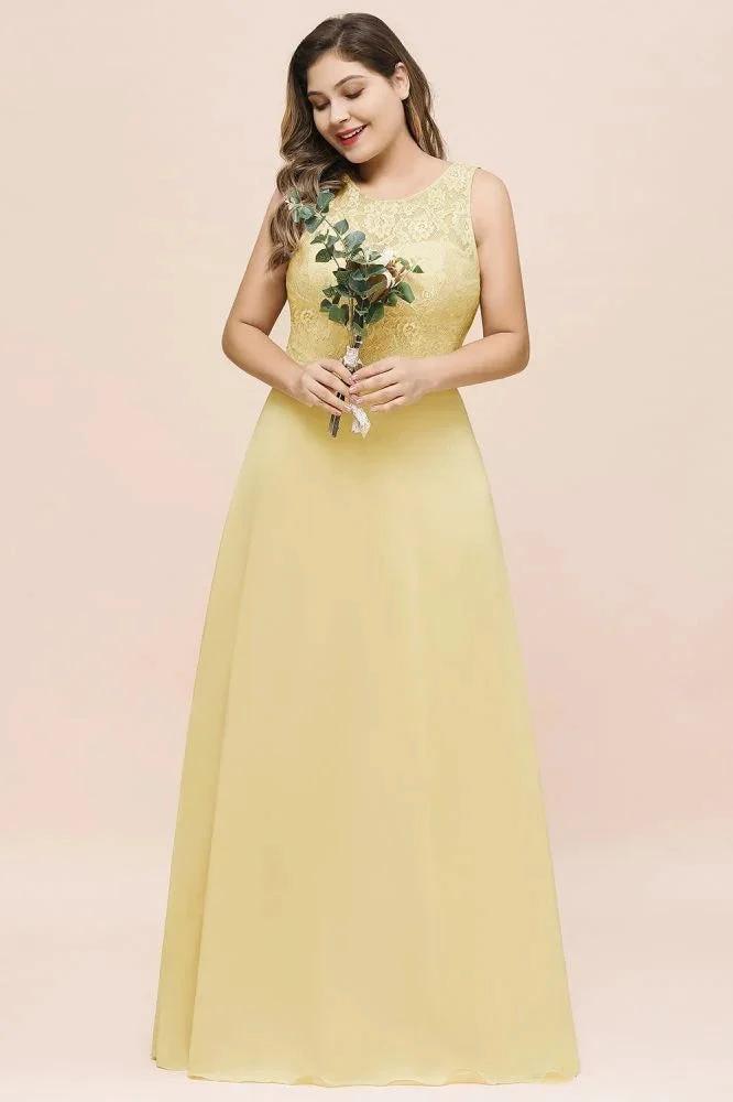 Plus Size Floral A-line Bridesmaid Dress Sleeveless Evening Maxi Dress for Girls Women by misshow.com