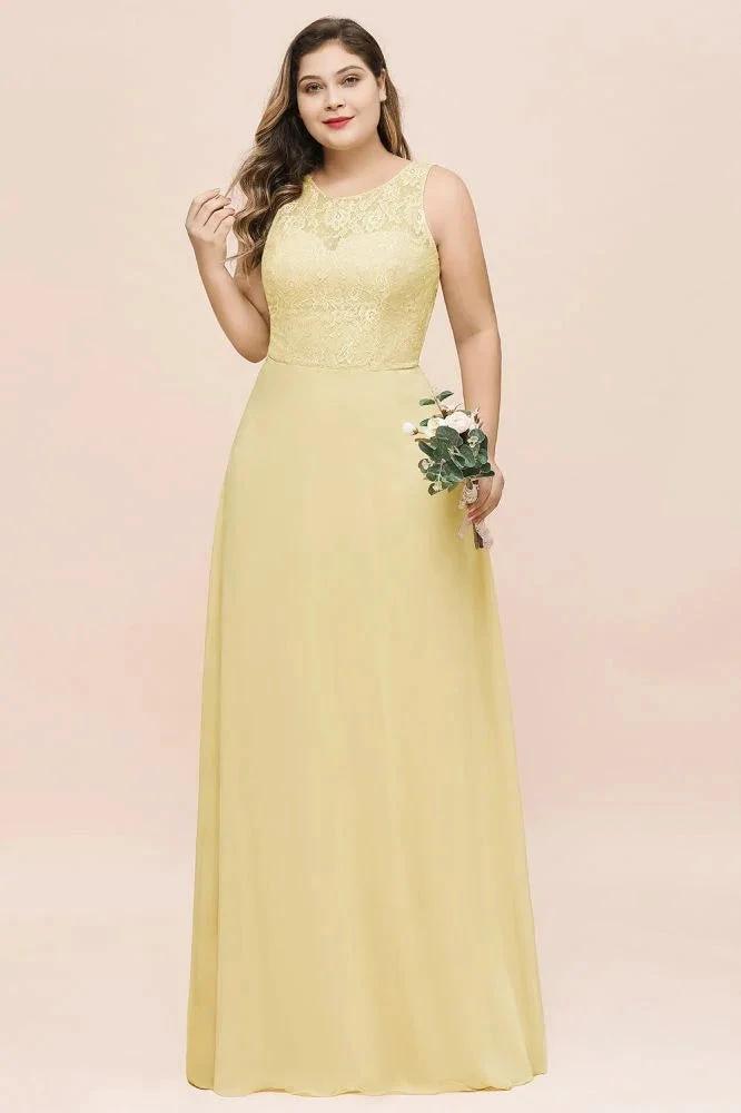 Plus Size Floral A-line Bridesmaid Dress Sleeveless Evening Maxi Dress for Girls Women by misshow.com