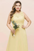 Plus Size Floral A-line Bridesmaid Dress Sleeveless Evening Maxi Dress for Girls Women by misshow.com