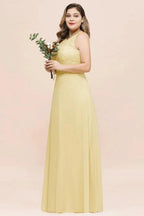 Plus Size Floral A-line Bridesmaid Dress Sleeveless Evening Maxi Dress for Girls Women by misshow.com