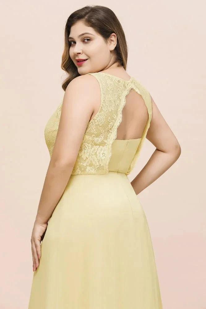 Plus Size Floral A-line Bridesmaid Dress Sleeveless Evening Maxi Dress for Girls Women by misshow.com