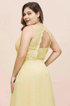 Plus Size Floral A-line Bridesmaid Dress Sleeveless Evening Maxi Dress for Girls Women by misshow.com