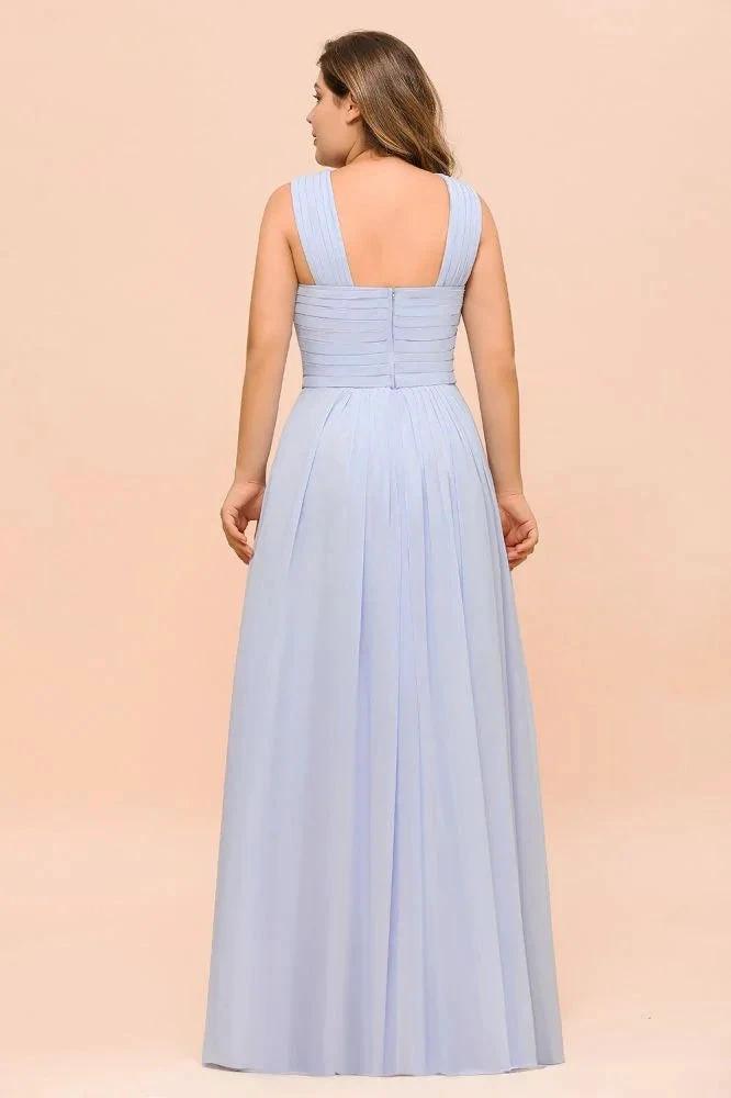 Plus Size Lavender Bridesmaid Dress Halter Floor Length Wedding Guest Dress by misshow.com