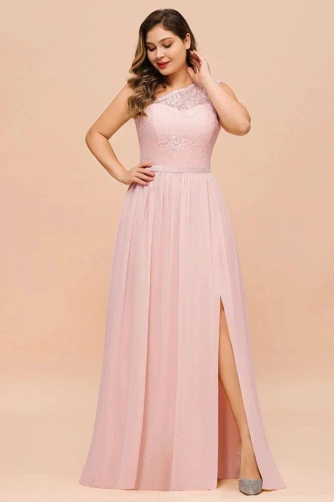 Plus Size Sleeveless aline Bridesmaid Dress Long Side Split Wedding Party Dress by misshow.com