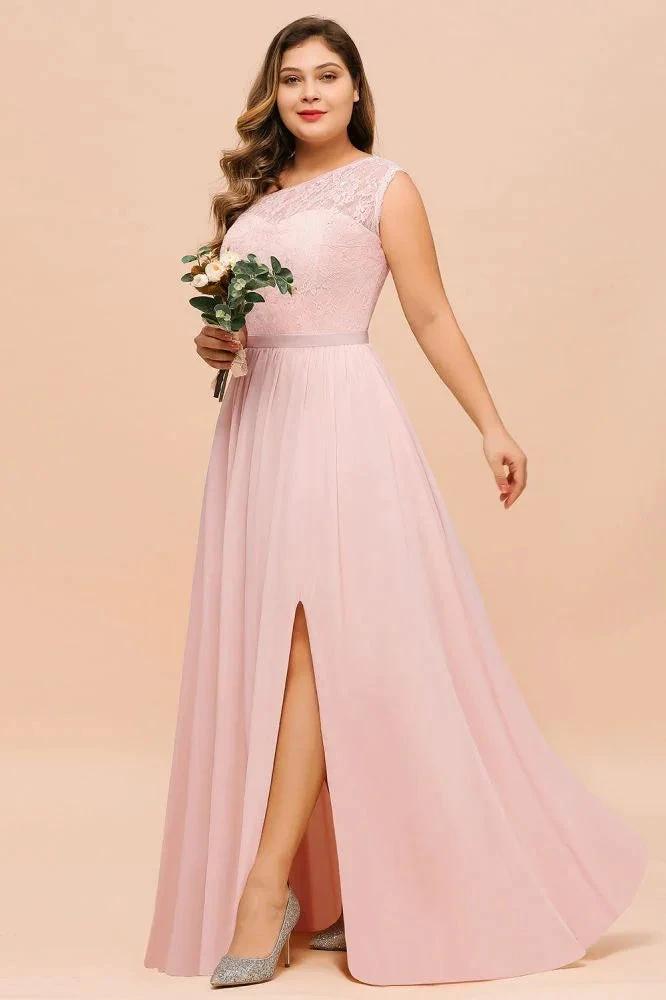Plus Size Sleeveless aline Bridesmaid Dress Long Side Split Wedding Party Dress by misshow.com