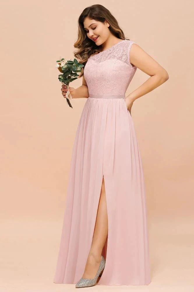 Plus Size Sleeveless aline Bridesmaid Dress Long Side Split Wedding Party Dress by misshow.com