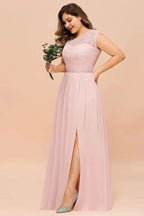 Plus Size Sleeveless aline Bridesmaid Dress Long Side Split Wedding Party Dress by misshow.com