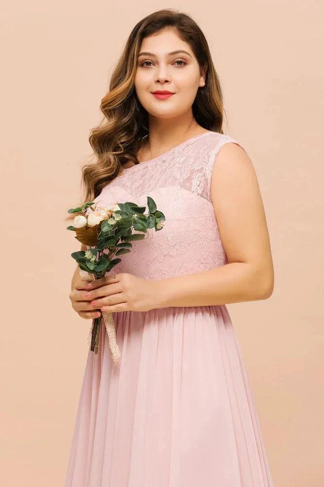 Plus Size Sleeveless aline Bridesmaid Dress Long Side Split Wedding Party Dress by misshow.com