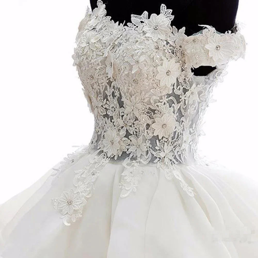 Vestidos Curtos Cor-de-Rosa de Organza com Ombros Descobertos para Festa de Regresso a Casa PD216