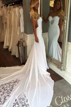 Pretty Sheath Sleeveless Long Beach with Lace Elegant Wedding Dresses by misshow.com