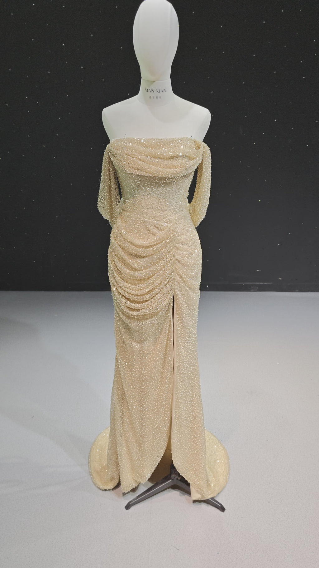 Gilded Sequin Ruffle Mermaid Gown (ZD16879)