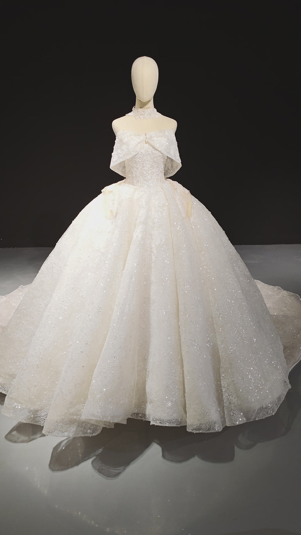 Lace Bow Stardust Ballgown (ZD16870)